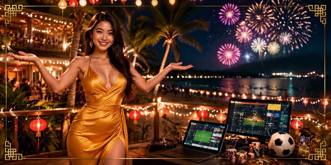 Người dùng theo dõi kết quả cược thể thao trên bãi biển Phú Quốc lúc chiều tà
